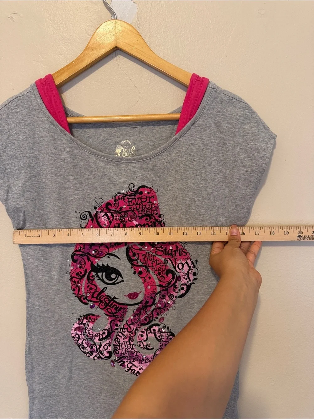 Justice Grey Tank Top with Hot Pink Graphic and Trim